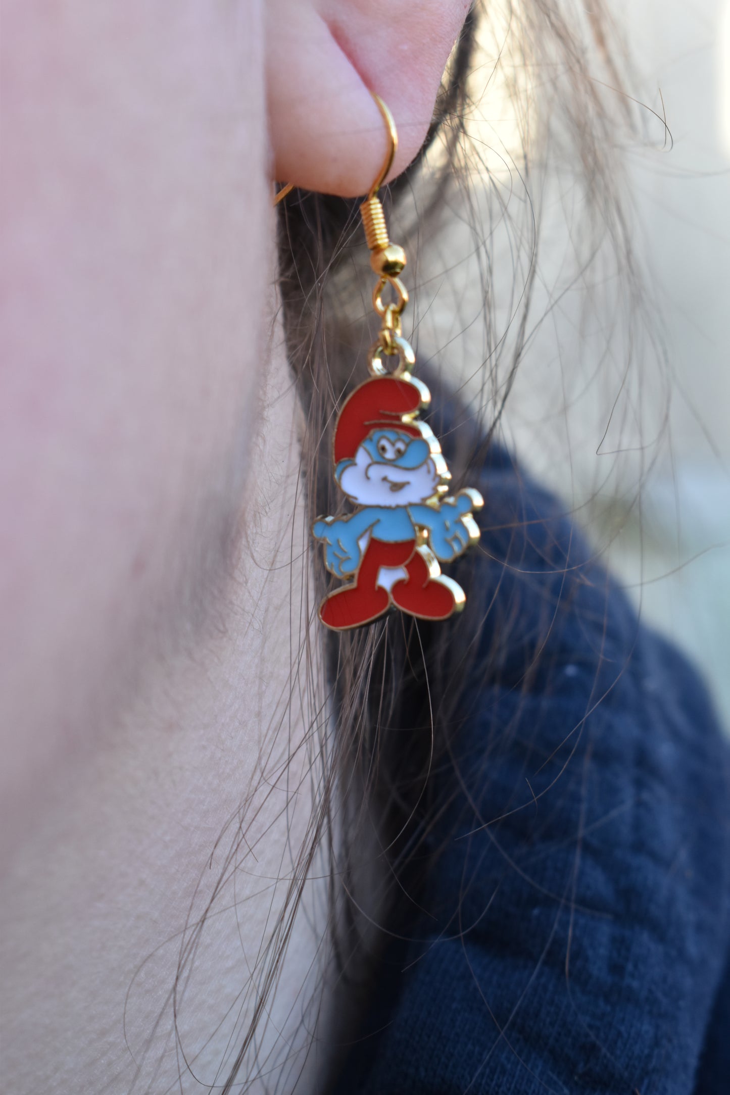 Boucles d’oreilles Grand Schtroumpf – Personnage iconique | Inox doré