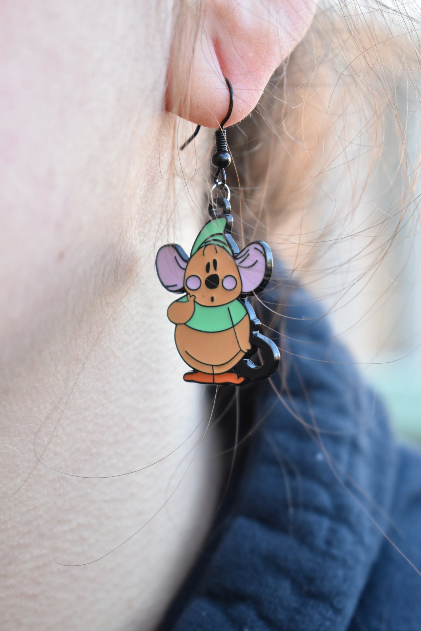 Boucles d’oreilles Gus & Jack – Souris de Cendrillon | Inox noir