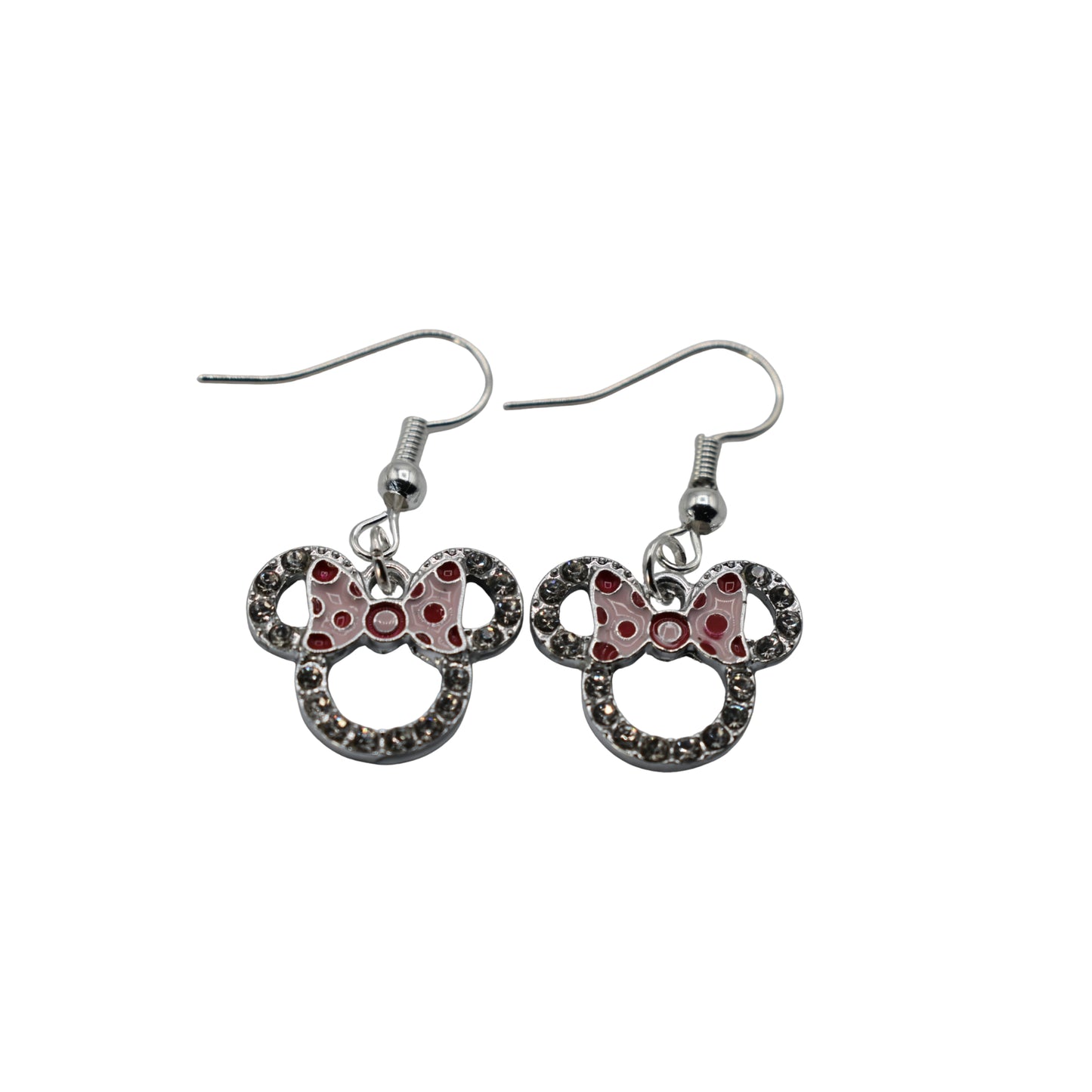 Boucles d’oreilles Minnie – Nœud strass | Inox argenté