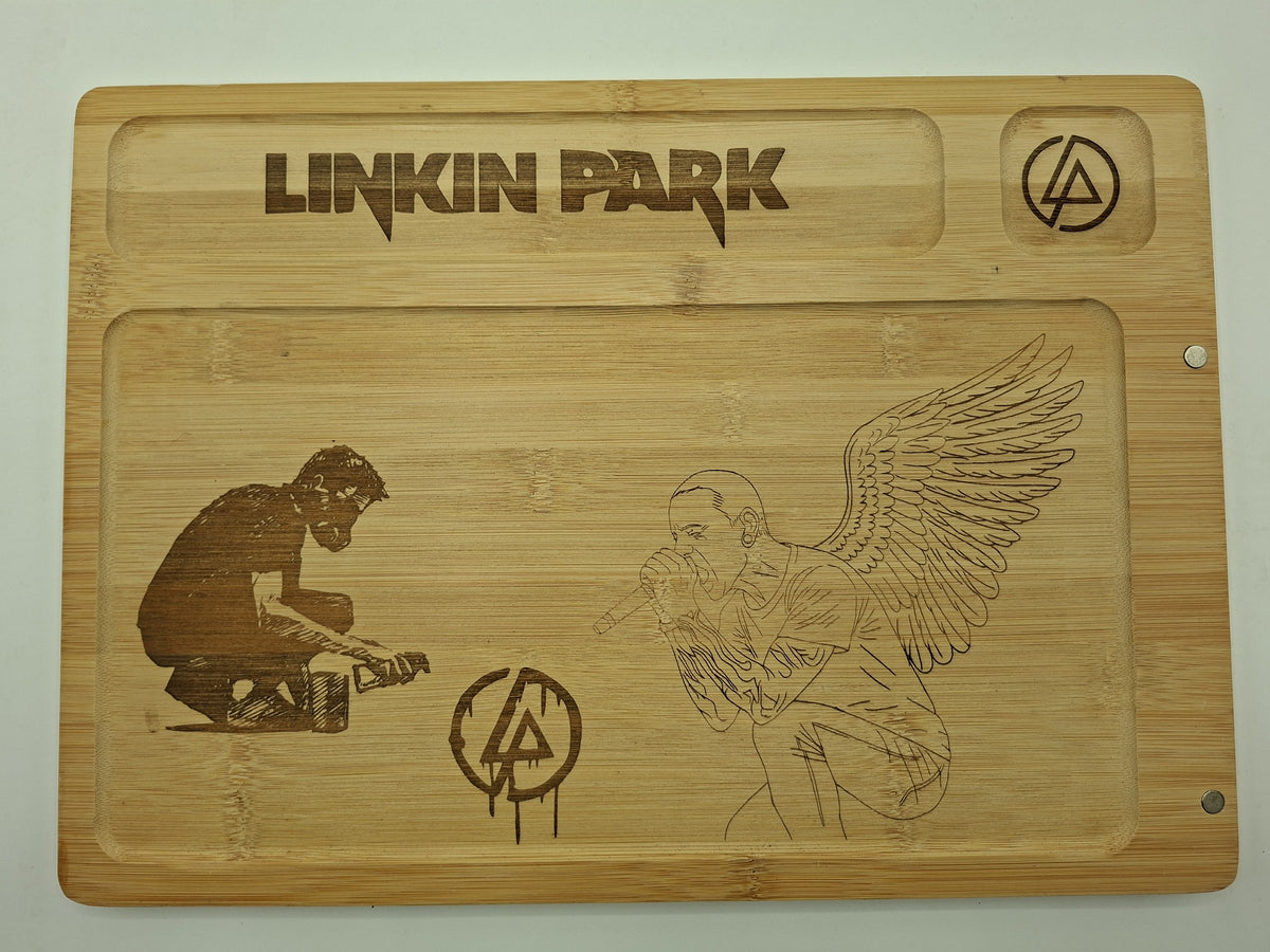 Planche à fromage gravée inspirée de Linkin Park avec quatre couverts