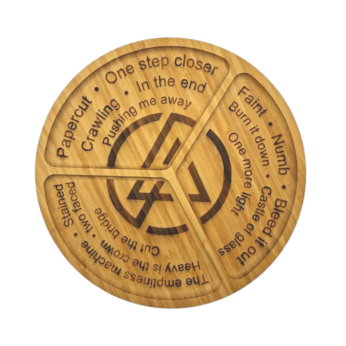Plateau apéro Linkin Park en bois gravé – Created Artisan