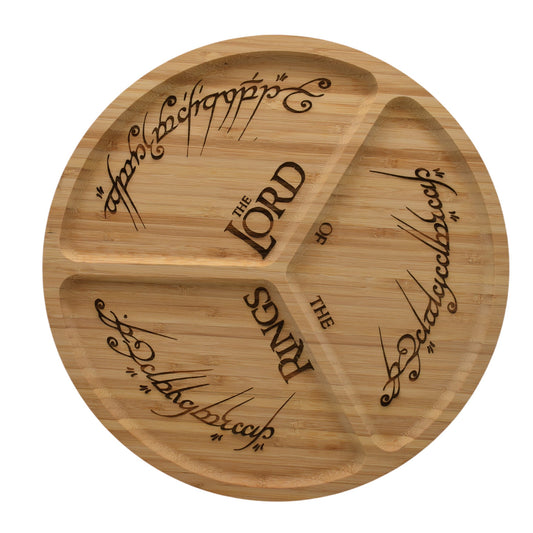 Plateau apéro rond en bois gravé inspiré du Seigneur des Anneaux