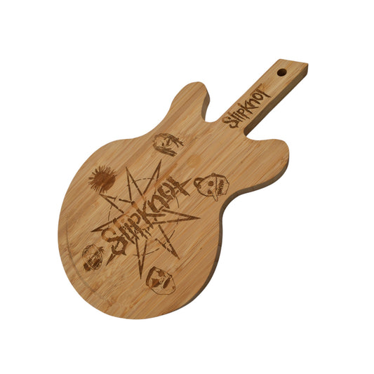 Plateau en bois en forme de guitare gravé inspiré de Slipknot
