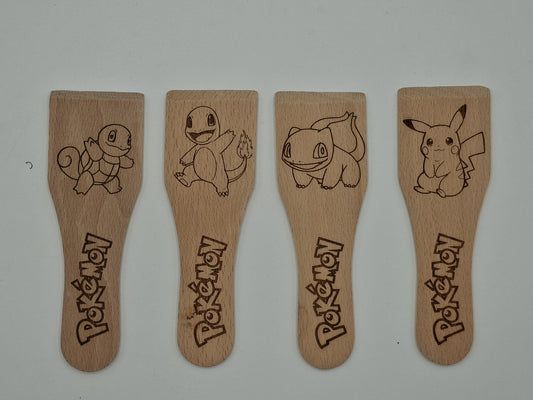 Racloirs à raclette en bois gravés inspirés de Pokémon – série 1