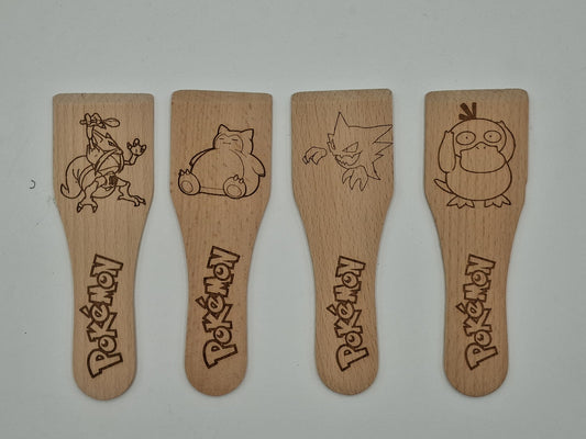 Racloirs à raclette en bois gravés inspirés de Pokémon – série 2
