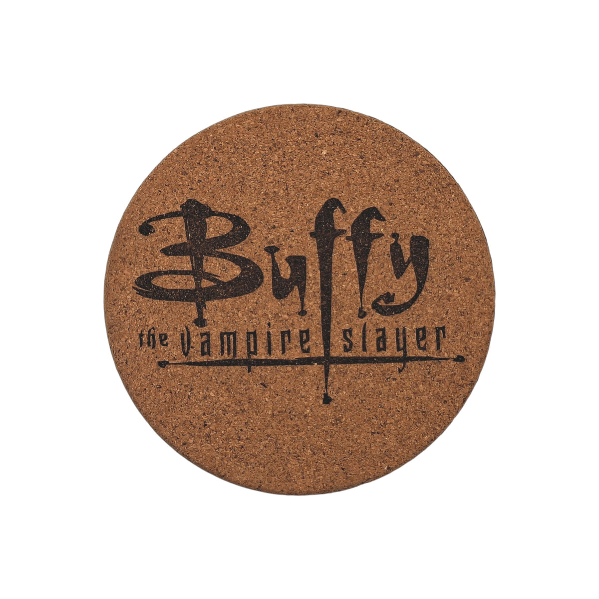 Sous-plat en liège gravé – Buffy contre les vampires – Created Artisan