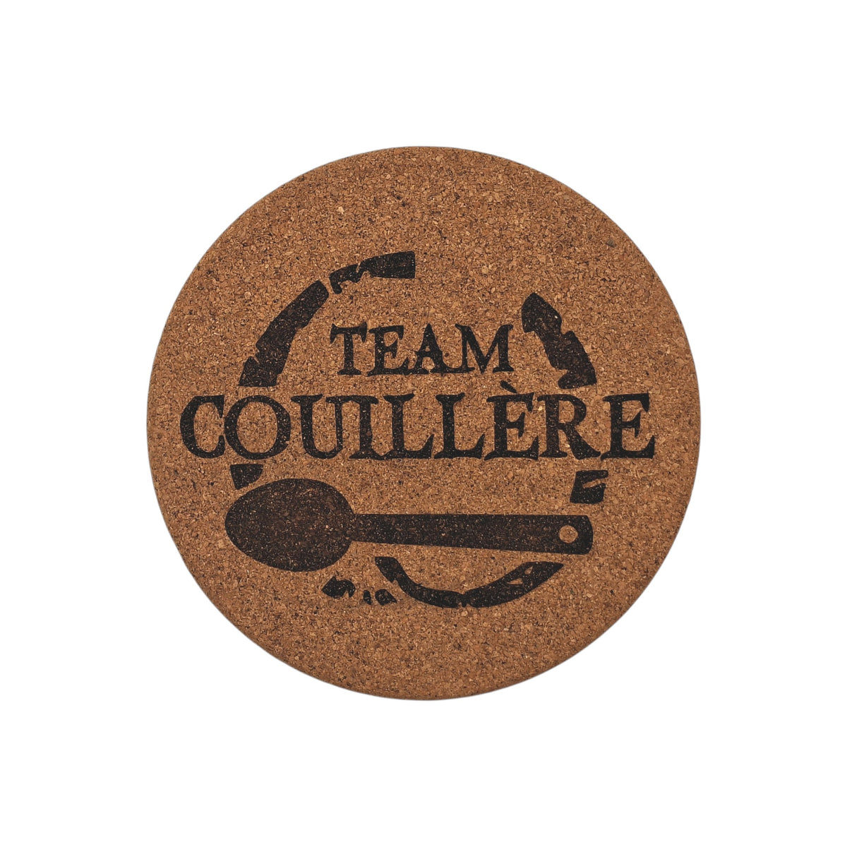 Sous-plat en liège gravé – Kaamelott – Team Cuillère – Created Artisan