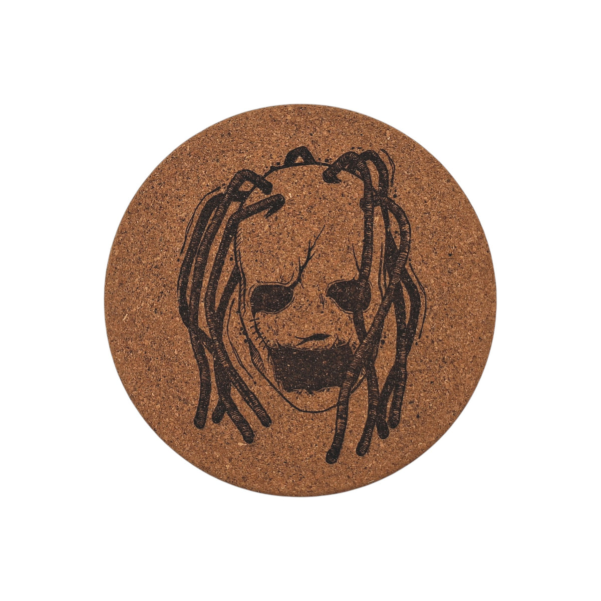 Sous-plat en liège gravé – Slipknot – Masque de Corey Taylor – Created Artisan