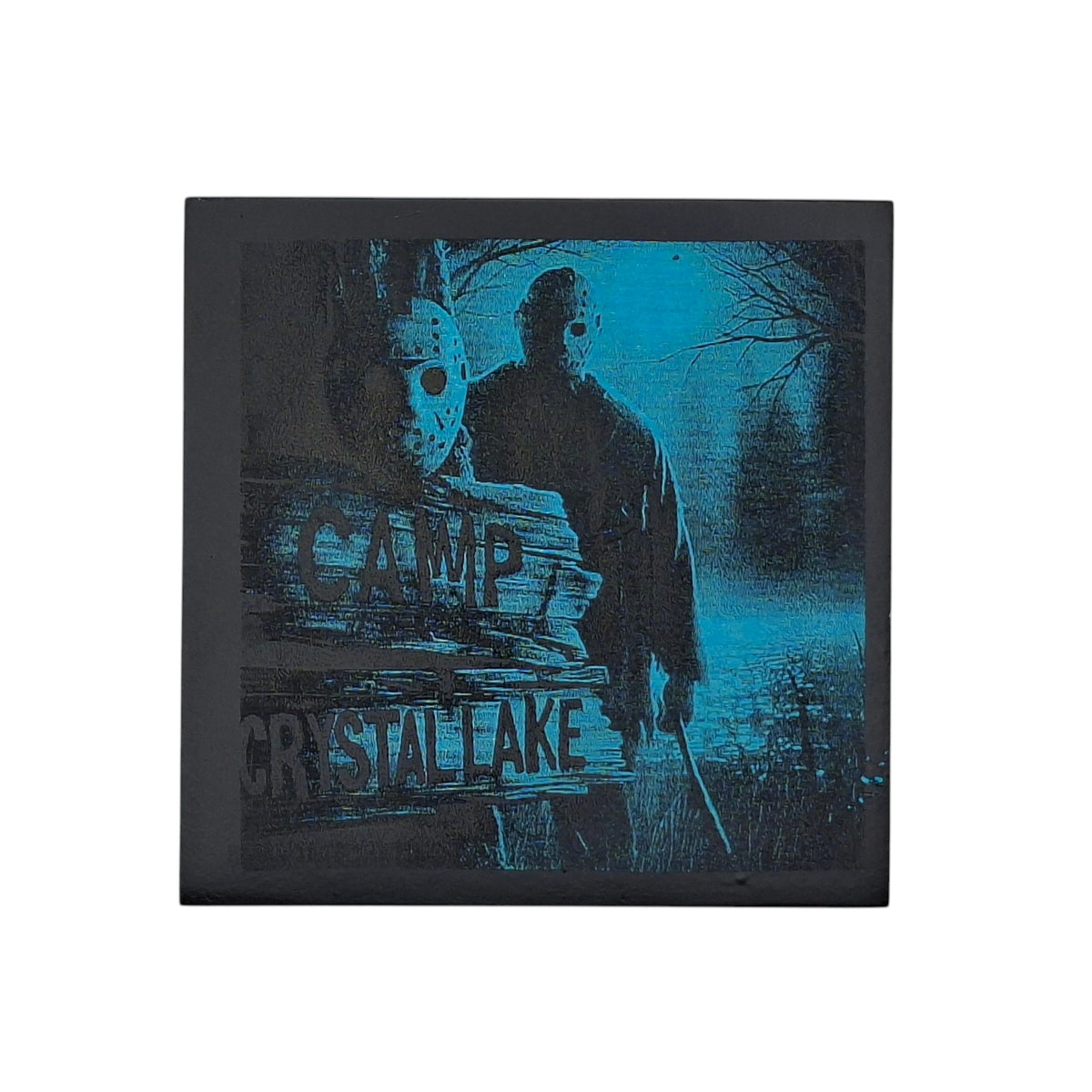 Sous-verre carré en ardoise couleur – Vendredi 13 – Jason – Crystal Lake