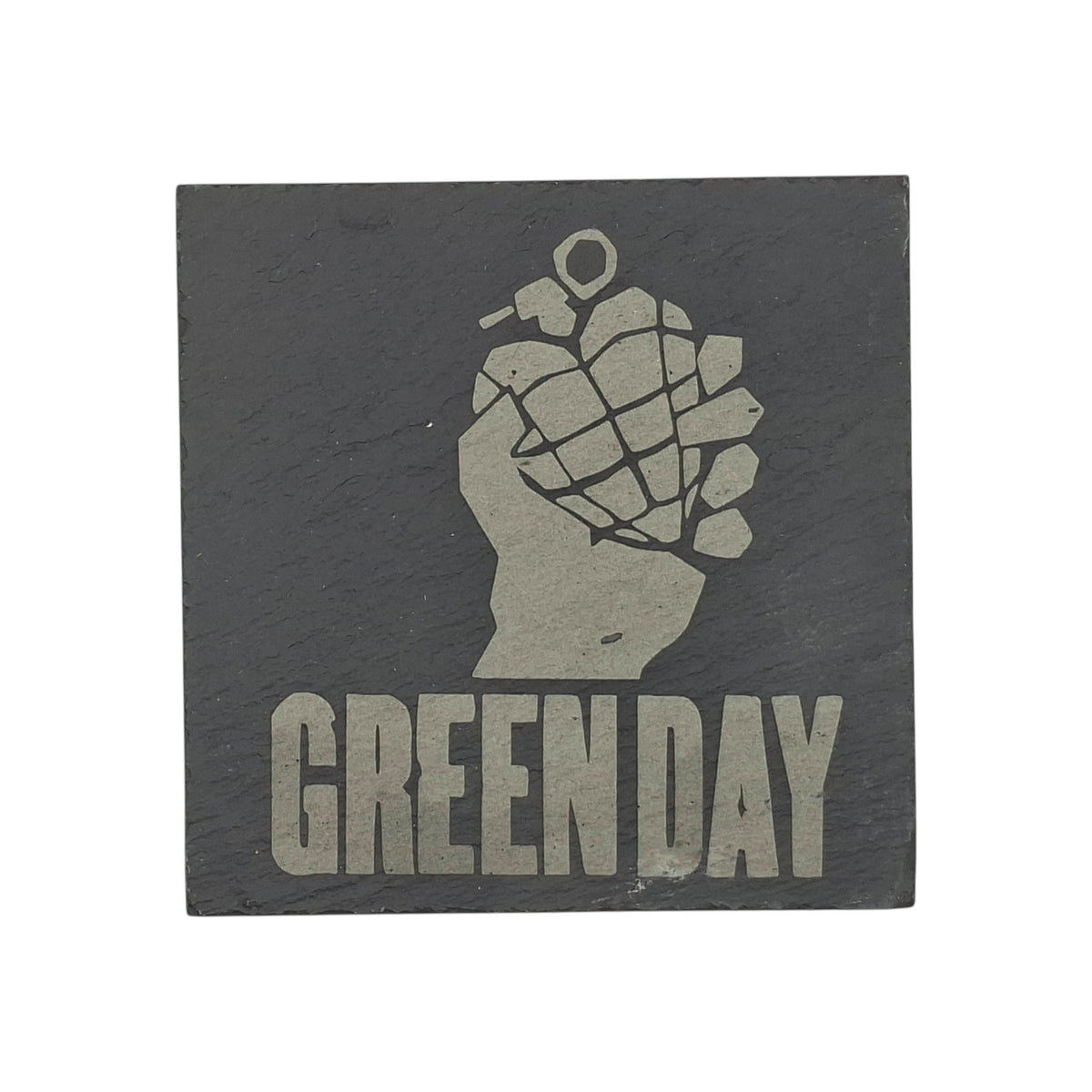 Sous-verre carré en ardoise gravée Green Day – Created Artisan