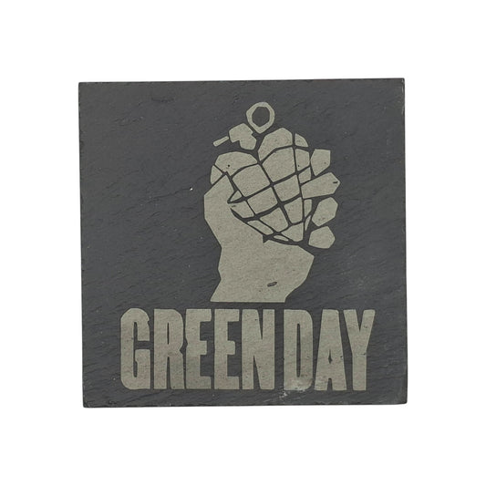 Sous-verre carré en ardoise gravée Green Day – Created Artisan