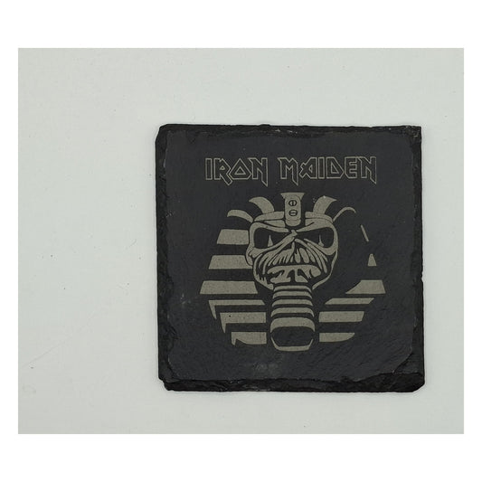 Sous-verre carré en ardoise gravée – Iron Maiden