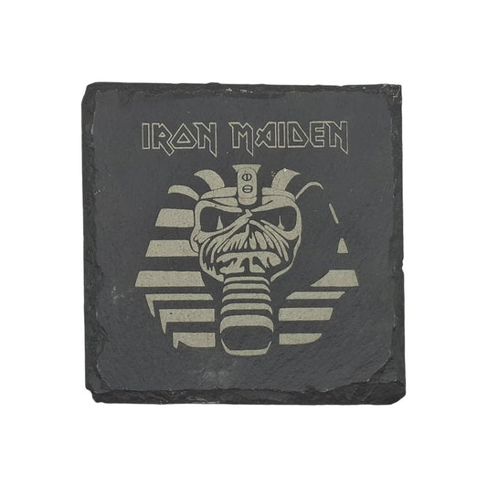 Sous-verre carré en ardoise gravée Iron Maiden – Created Artisan