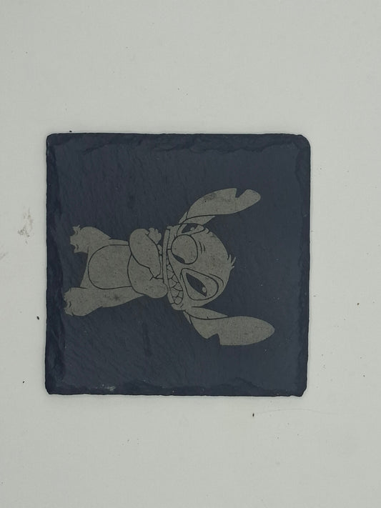 Square engraved slate coaster – Lilo & Stitch – Stitch