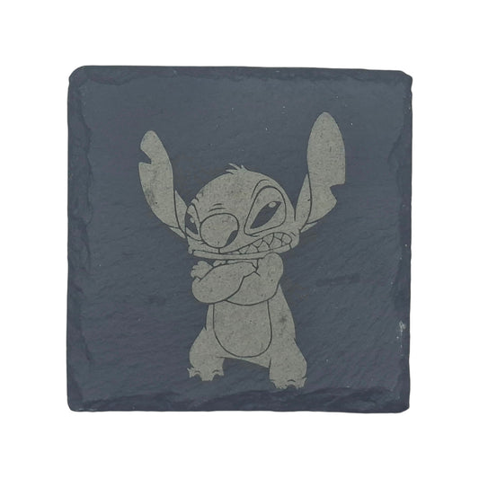 Sous-verre carré en ardoise gravée Lilo & Stitch – Stitch – Created Artisan