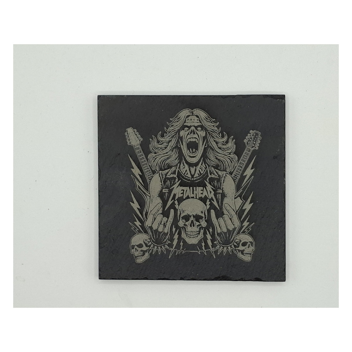 Sous-verre carré en ardoise gravée – Metallica