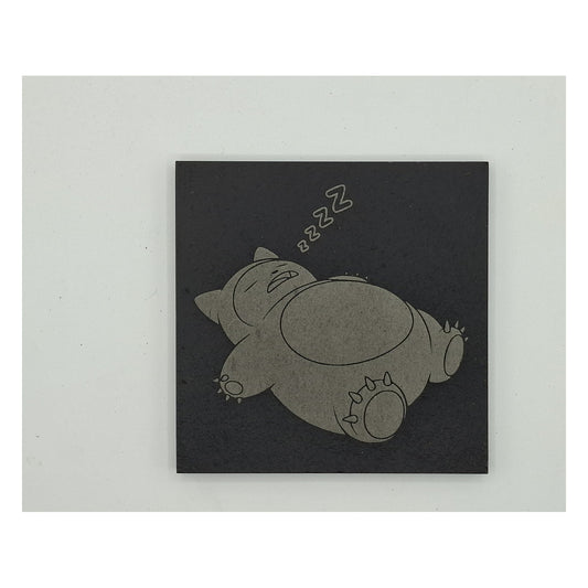 Sous-verre carré en ardoise gravée – Pokémon – Ronflex