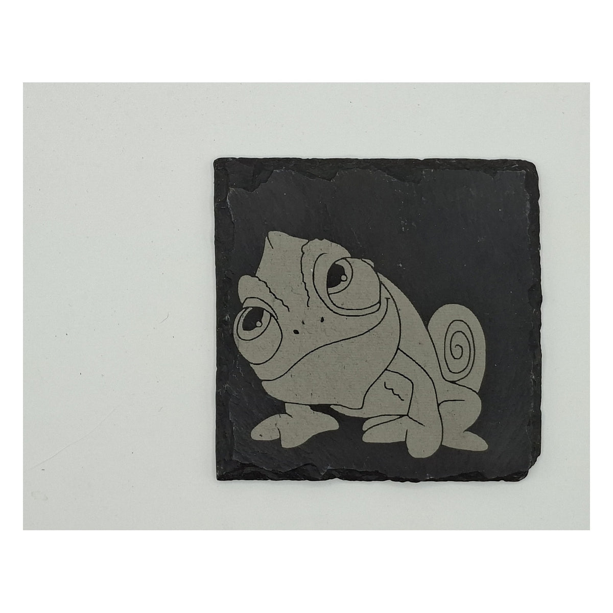 Sous-verre carré en ardoise gravée – Raiponce – Pascal