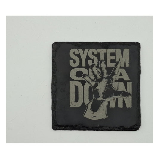 Sous-verre carré en ardoise gravée – System of a Down