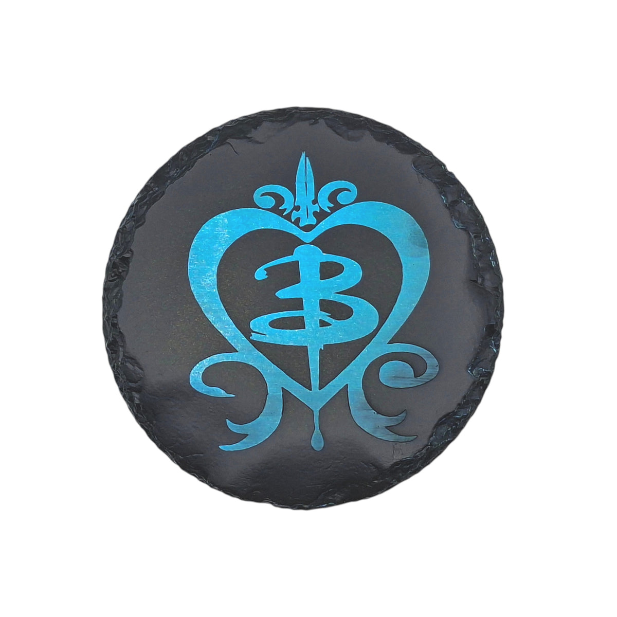 Sous-verre rond en ardoise couleur – Buffy – Logo