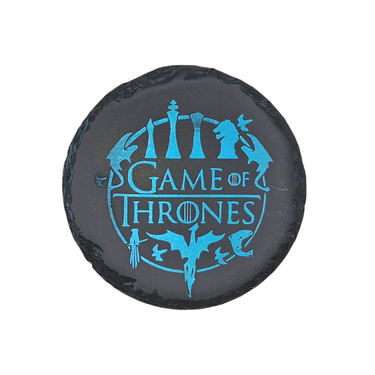 Sous-verre rond en ardoise couleur – Game of Thrones – Logo