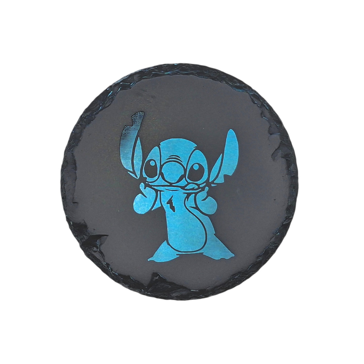 Sous-verre rond en ardoise couleur – Lilo & Stitch – Stitch