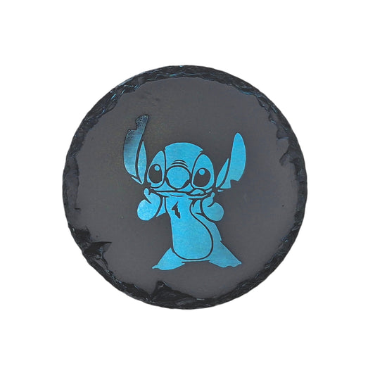 Sous-verre rond en ardoise couleur – Lilo & Stitch – Stitch