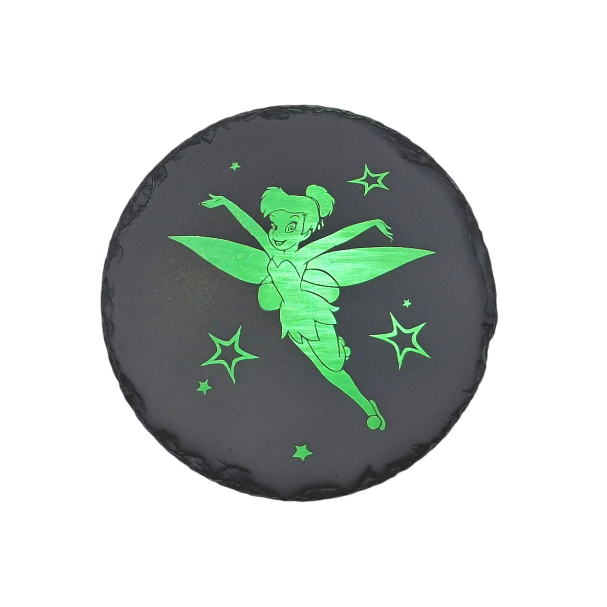 Sous-verre rond en ardoise couleur – Peter Pan – Fée Clochette