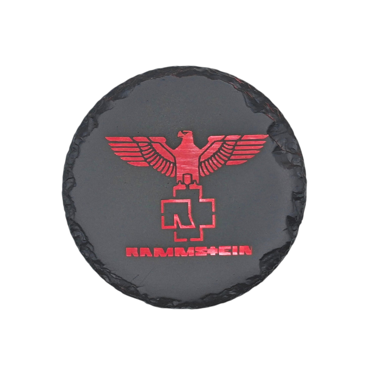 Sous-verre rond en ardoise couleur – Rammstein – Logo