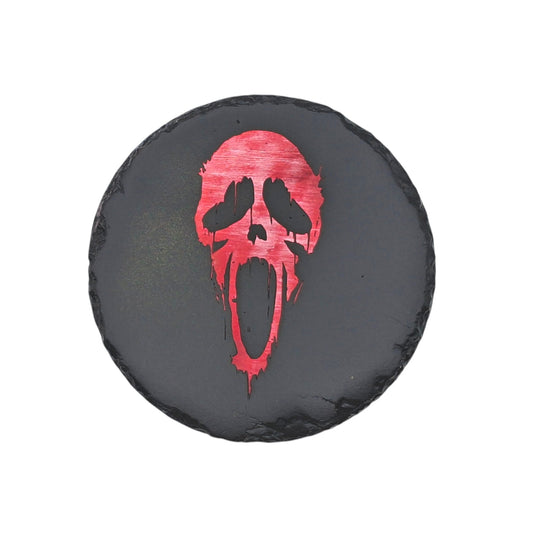 Sous-verre rond en ardoise couleur – Scream – Ghostface