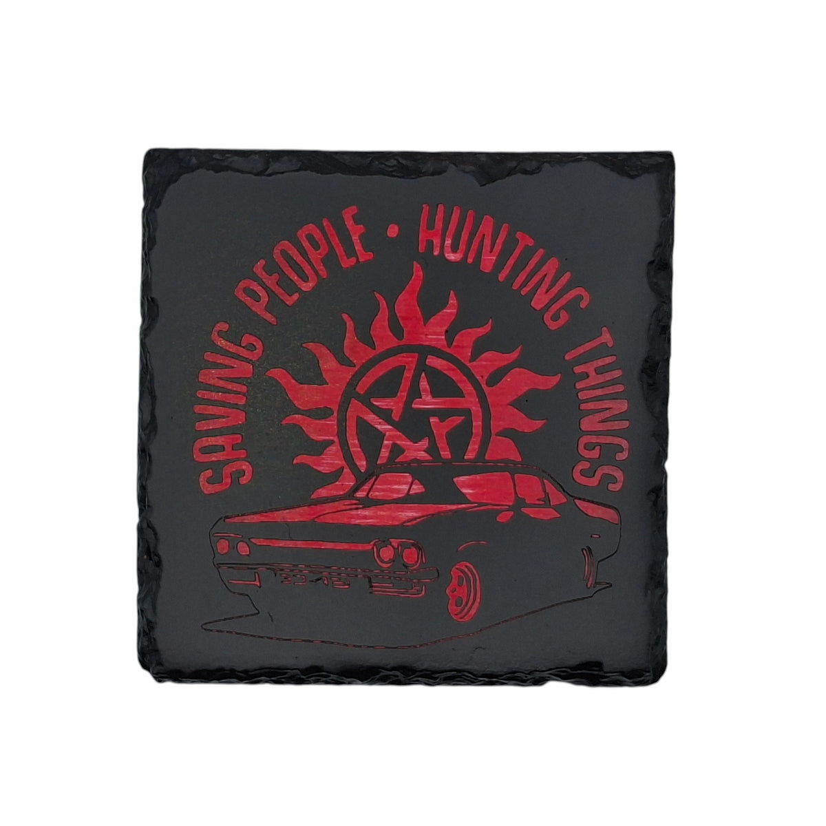 Sous-verre carré en ardoise couleur – Supernatural – Impala