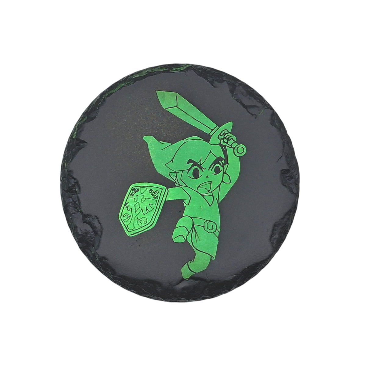 Sous-verre rond en ardoise couleur – The Legend of Zelda – Link