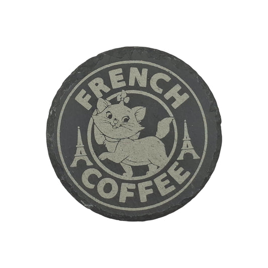 Round engraved slate coaster Marie The Aristocats – Created Artisan