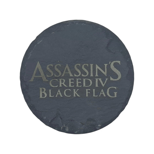 Sous-verre rond en ardoise gravée Assassin's Creed IV Black Flag – Created Artisan