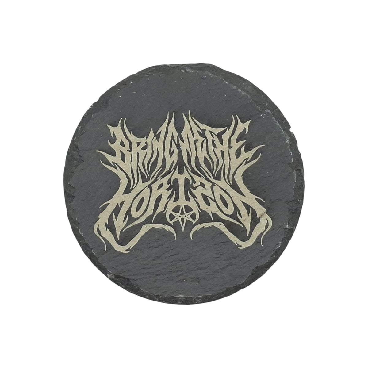 Sous-verre rond en ardoise gravée Bring Me The Horizon – Created Artisan