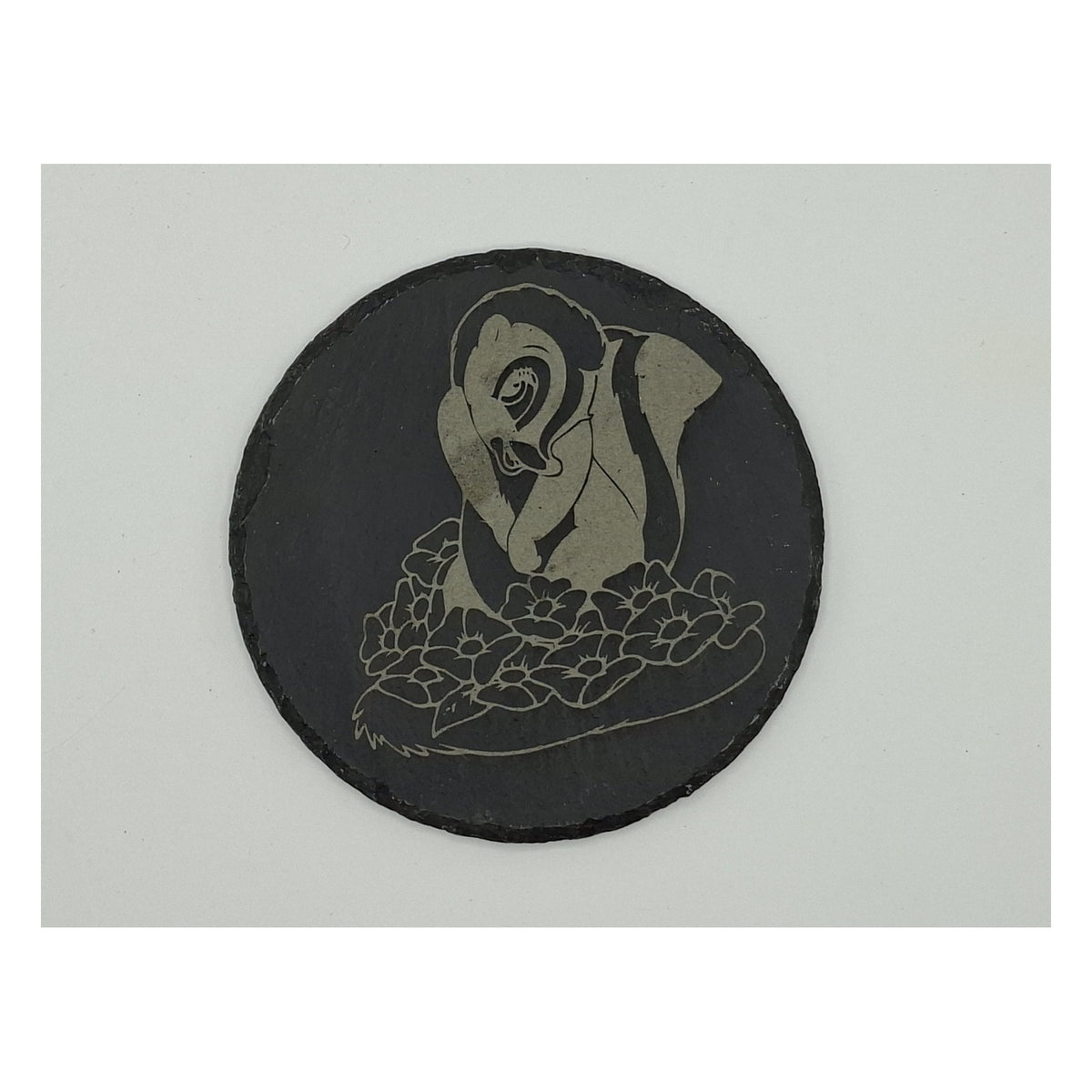 Sous-verre rond en ardoise gravée – Catrina florale
