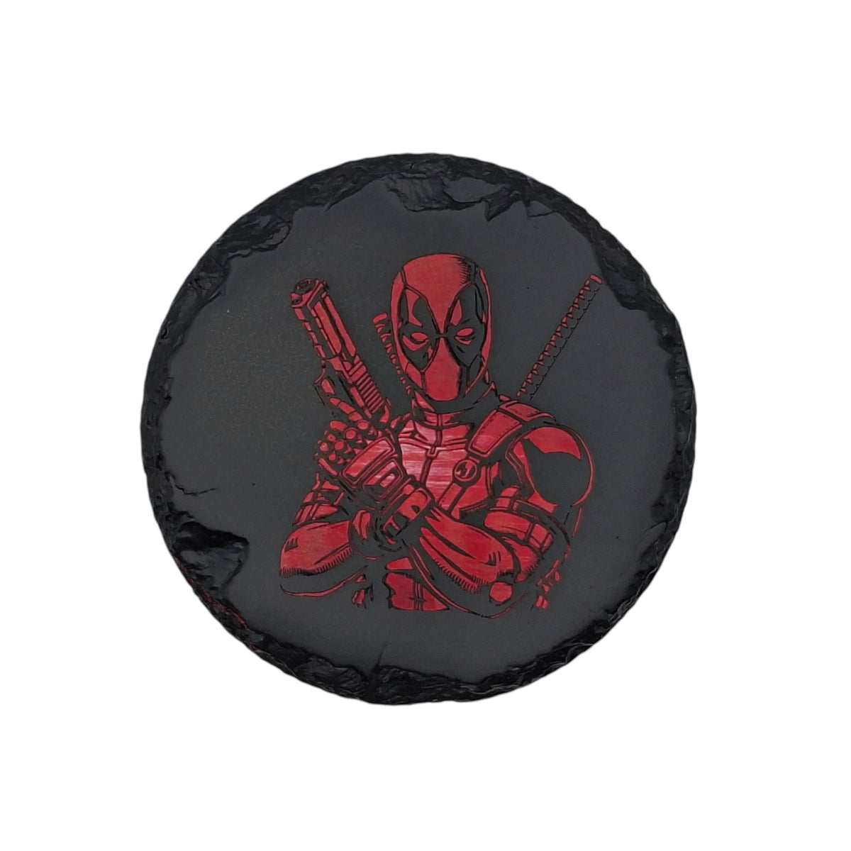 Sous-verre rond en ardoise couleur – Deadpool