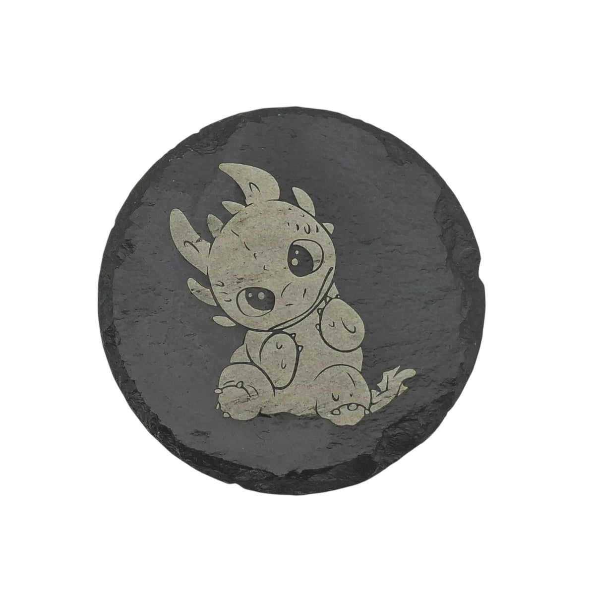 Sous-verre rond en ardoise gravée – Dragons – Krokmou