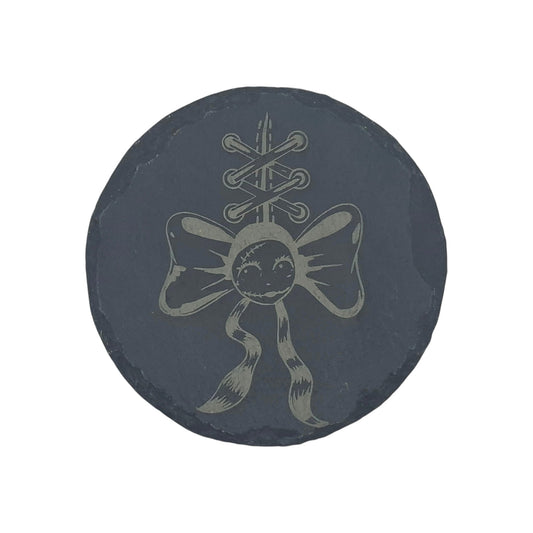 Sous-verre rond en ardoise gravée L'Étrange Noël de Monsieur Jack Sally – Created Artisan