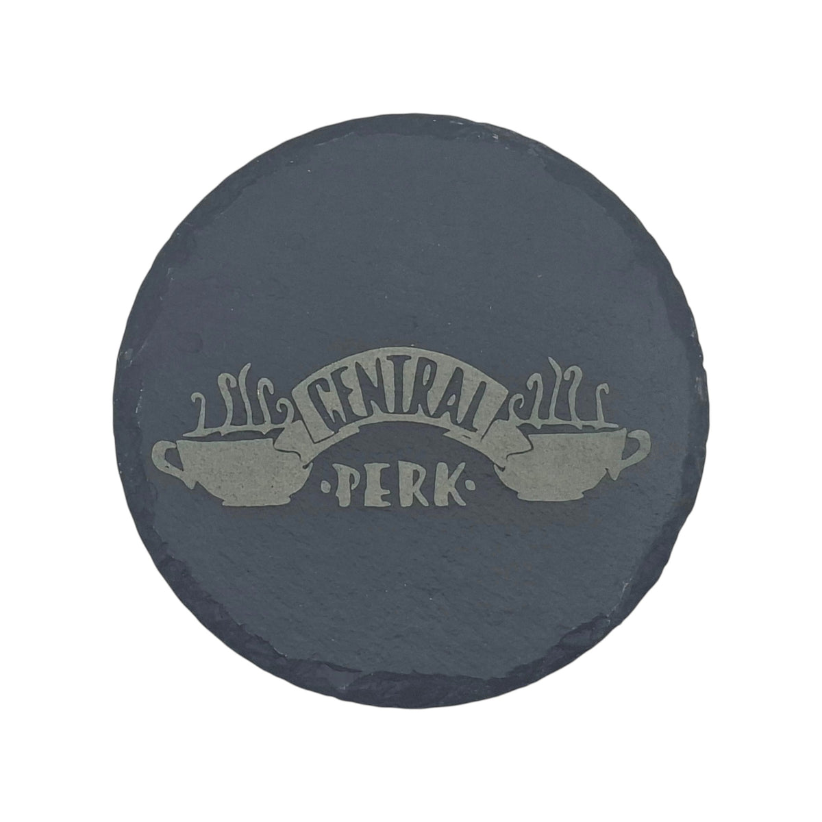 Sous-verre rond en ardoise gravée Friends Central Perk – Created Artisan