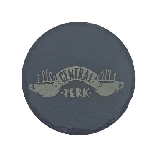 Sous-verre rond en ardoise gravée Friends Central Perk – Created Artisan