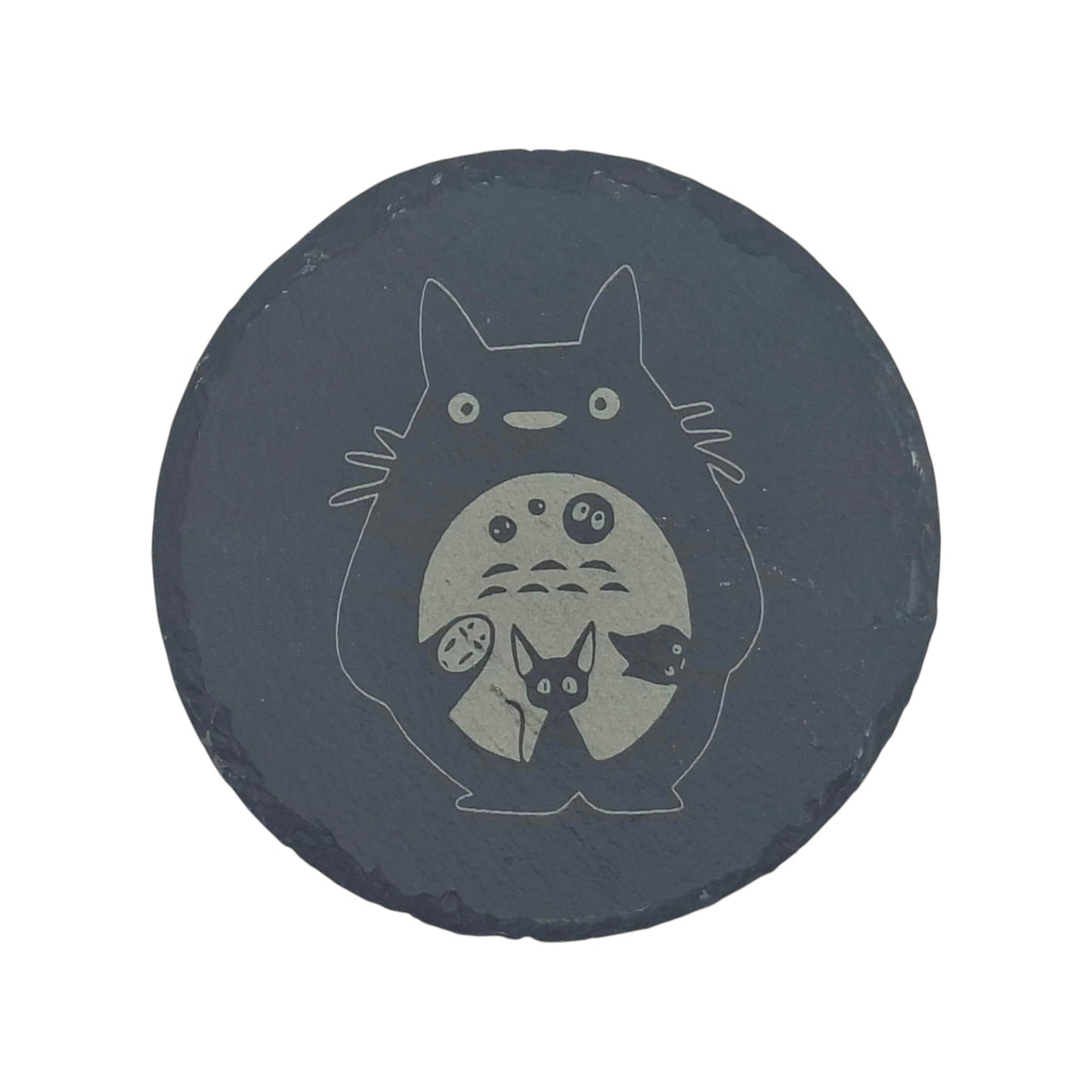 Sous-verre rond en ardoise gravée Mon voisin Totoro – Created Artisan