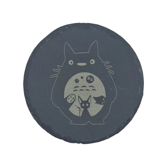 Sous-verre rond en ardoise gravée Mon voisin Totoro – Created Artisan