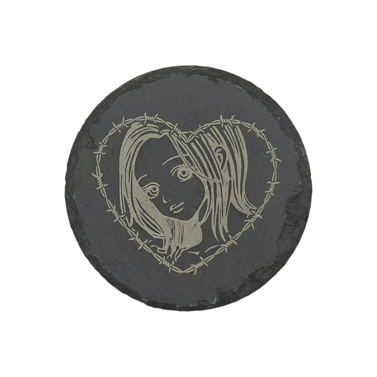 Round engraved slate coaster Nana Osaki – Created Artisan
