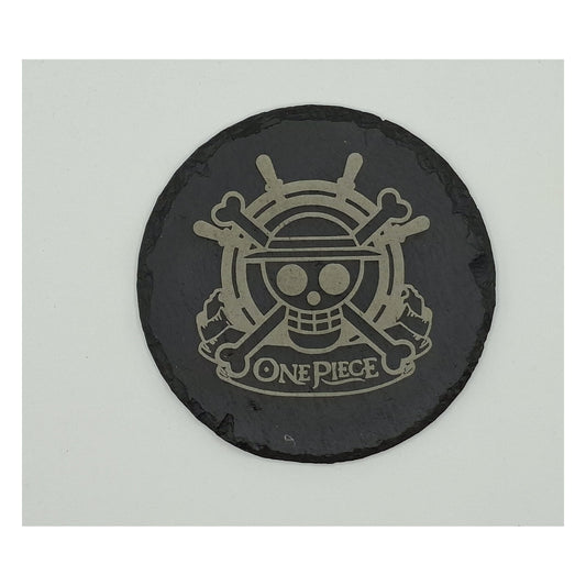 Sous-verre rond en ardoise gravée – One Piece