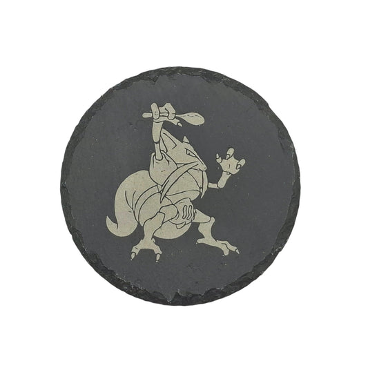 Sous-verre rond en ardoise gravée – Alakazam – Pokémon
