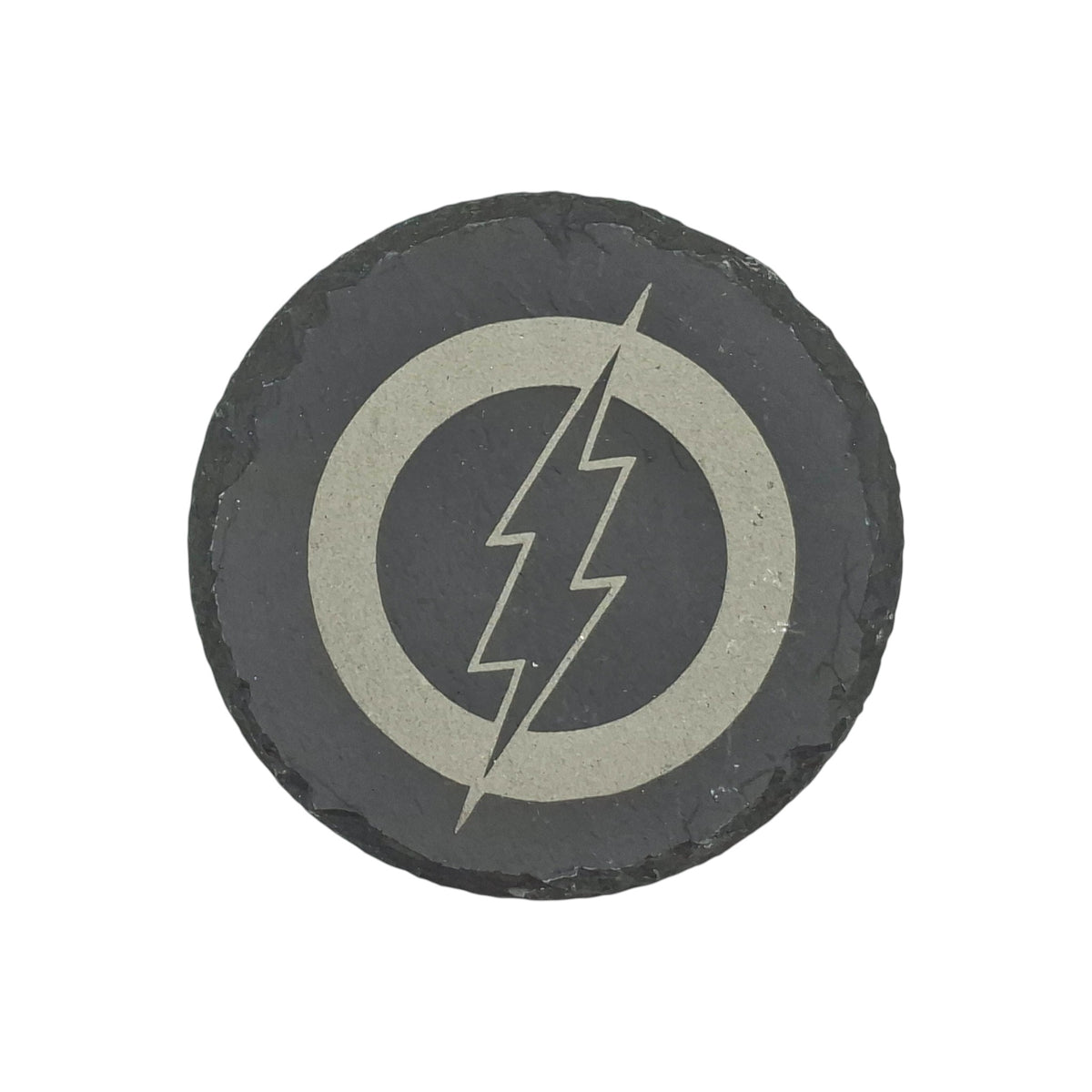 Round engraved slate coaster The Flash – Created Artisan
