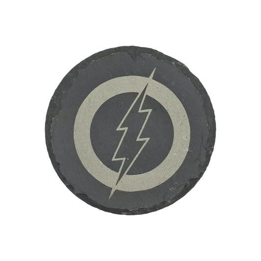 Round engraved slate coaster The Flash – Created Artisan