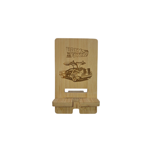 Support smartphone en bois gravé – Back to the Future – Created Artisan