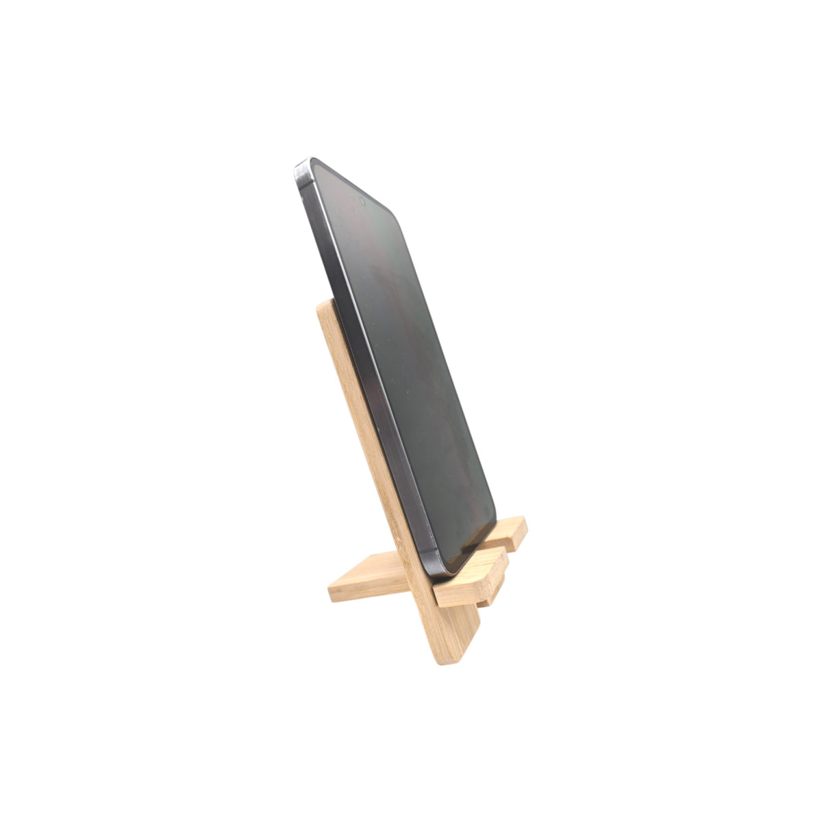 Support smartphone en bois vierge personnalisable – seconde vue de côté